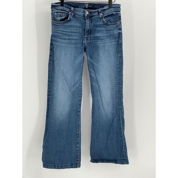 7 For All Mankind Denim - 7 For All Mankind Jeans Dojo Flare Leg Wide Women’s 31 Midrise Medium Blue Wash